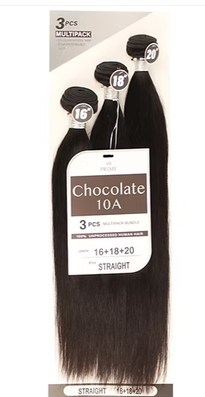 Chocolate 10A 100% Human Hair Bundles - Straight -  Length: 16,18,20