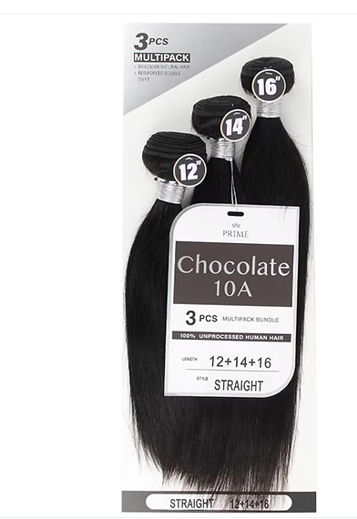 Chocolate 10A 100% Human Hair Bundles - Straight -  Length: 12,14,16