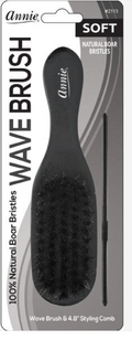 #2113 Annie Soft Mini Soft Wave Boar Bristle Brush with Comb 4.8"