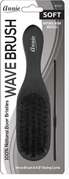 #2113 Annie Soft Mini Soft Wave Boar Bristle Brush with Comb 4.8"