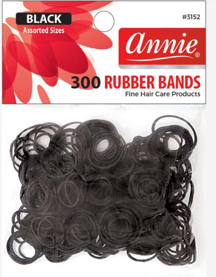 Annie 300Pc Rubber Bands Black Assort